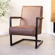 Industriële leren fauteuil taupe Tiger