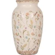 Clayre & Eef Vaas Ø 16x27 cm Beige Keramiek Bloemen