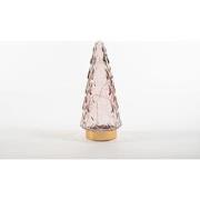 Tree Glass 10,5X24,5Cm Pink With Golden Base 10Led 3Xaa