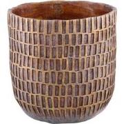 PTMD Vivienne Brown Cement Round Pot Rectangles XXL