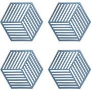 Krumble Pannenonderzetter Hexagon - Blauw - Set van 4