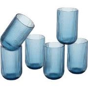 Mica Decorations Merlot Drinkglas - Set van 6 - 400 ml - Glas -Blauw