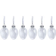 Set van 6 witte en zilveren glazen kerstverlichting D4