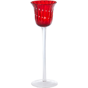 Decoratieve theelichthouder van rood geblazen glas H25