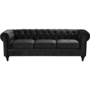 Beliani CHESTERFIELD - Driezitsbank-Zwart-Fluweel