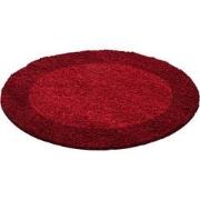 Tapijtenloods Basic Rond Shaggy Kader vloerkleed Rood Hoogpolig- 120 C...