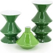 Kaarsenhouder set van 3 yack - groen - 10x10x19 cm