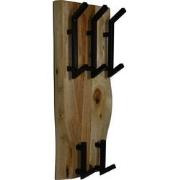 HSM Collection-Kapstok Verticaal 5 Haken-26x3x60-Naturel/Zwart-Acacia/...