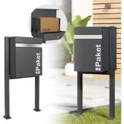 Pakketpostbak met standaard 44x35x58 cm antraciet/zilver gegalvaniseer...