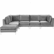 Beliani EVJA - Modulaire Sofa-Grijs-Fluweel