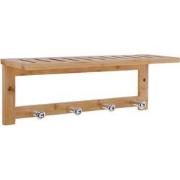 Decopatent® Wandkapstok bamboe hout 4 ophang haken & Legplank - Wandre...