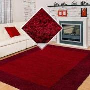 Tapijtenloods Basic Shaggy Kader vloerkleed Rood Hoogpolig- 100x200 CM