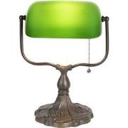 LumiLamp Bureaulamp Bankierslamp  27x20x36 cm Groen Bruin Metaal Glas ...