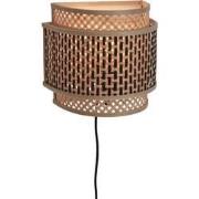 Wandlamp Bhutan - Bamboe/Zwart - 24x12x21cm