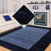 Tapijtenloods Basic Shaggy Kader vloerkleed Blauw Hoogpolig- 160x230 C...