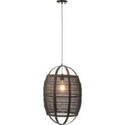 J-line - Hanglamp Ion Linnen/bamboe Zwart Small - 37x37x56cm