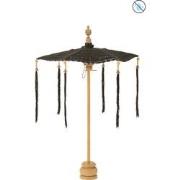 J-line - Parasol Kwast+voet Katoen/hout Zwart Small - 94x53x53cm