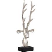 Ornament Reindeer Head - Zilver - 14.5x6.5x34cm