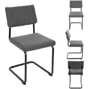 Comfortabele Eetkamerstoelen Set 2 stuks - Retro - Zwart/Grijze stof