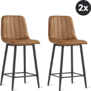 2x Barkruk Jax - Microleder Cognac (Set van 2)