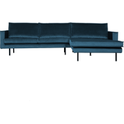 BePureHome Rodeo Chaise Longue Rechts - Velvet - Blauw - 85x300x155