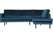 BePureHome Rodeo Hoekbank Rechts - Velvet - Blauw - 85x266x86/213