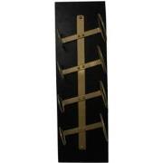 HSM Collection-Hangend Wijnrek 4 Flessen-20x13x65-Zwart/Goud-Mango/Met...