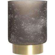 PTMD Sanna Windlicht - H10 x Ø10 cm. - Frosted Glas - Grijs Goud