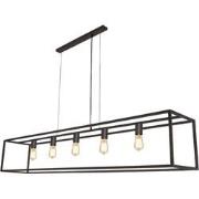 KAGO antiek koper pendel rechthoek 5xE27 xl 180cm