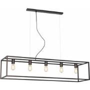 KAGO antiek koper pendel rechthoek 5xE27 150cm