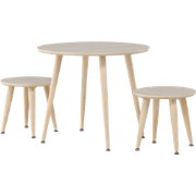 Runar ronde houten kindertafel met krukjes whitewash – set van 3