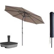 Kopu® Valencia Parasol Rond 300 cm met Beschermhoes en Voet - Taupe