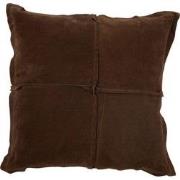 J-Line - Kussen Vierkant Bruin Leder/linnen - 45x45x4cm