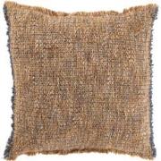 J-Line - Kussen Gerafelde Randen Polyester/katoen Lichtbruin/blauw - 4...