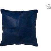 J-Line - Kussen Koehaar Leder Elektrisch Blauw - 45x45x8cm