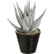 Kunstmatige vetplant haworthia in zilveren pot H15