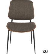 Set van 6 stoelen in taupe gewatteerde stof H82,5 cm - GISELLE