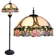 LumiLamp Tiffany Vloerlamp  Ø 50x164 cm  Roze Groen Glas Halfrond Roos...