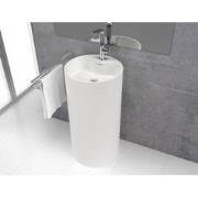 Vrijstaand Solid Surface wastafel Tube ø45x90cm mat wit - met kraangat