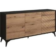 Meubella Dressoir Dolores - Eiken - Zwart - 154 cm