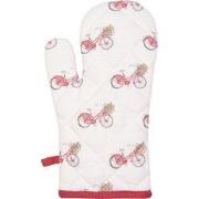 Clayre & Eef Ovenwant  18x30 cm Rood Wit Katoen Fiets Ovenhandschoen