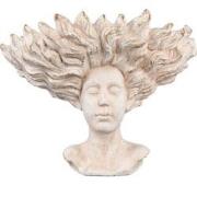 PTMD Kimbere Cream Cement Face Shaped Statue Hair S