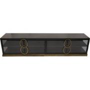 PTMD Riho Black Metal Cabinet Low Smoky Glass Doors