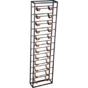 PTMD Kyrann Black Rectangle Iron Wine Rack With Leather