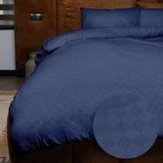 Emboss Dekbedovertrekset Squares - Donkerblauw - 140x220 + 1*60x70 cm