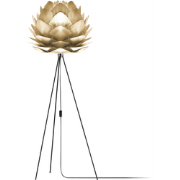 Silvia Medium vloerlamp brushed brass - met tripod zwart - Ø 50 cm