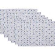 Clayre & Eef Placemats Set van 6  48x33 cm Wit Blauw Katoen Rechthoek ...