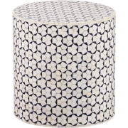 WOOOD Neva Sidetable - Bone Inlay - Zwart/Wit - 40x37x37