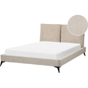 Beliani MELLE - Tweepersoonsbed-Beige-Corduroy