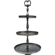 3 Laags Etagere Rond - Machu Pichu - Zlver - Grijs